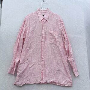 Solemare Maus & Hoffman Shirt Men XL Pink Stripe Linen Pocket Business Casual